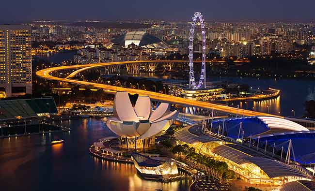 Singapore Skyline notte