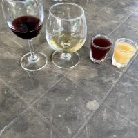 Un momento della degustazione di vino e liquori locali